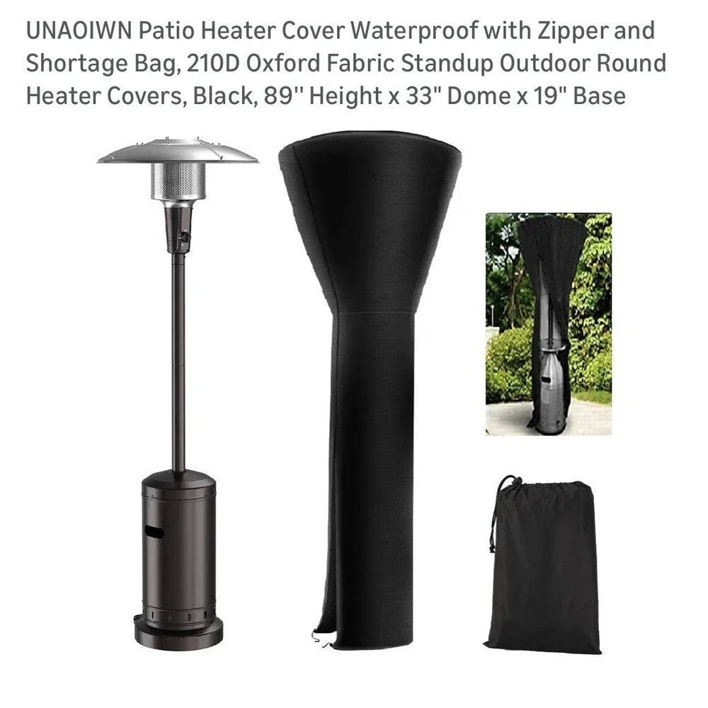 89''H Patio Heater Cover Waterproof Standup Round Tall Heater Zipper New